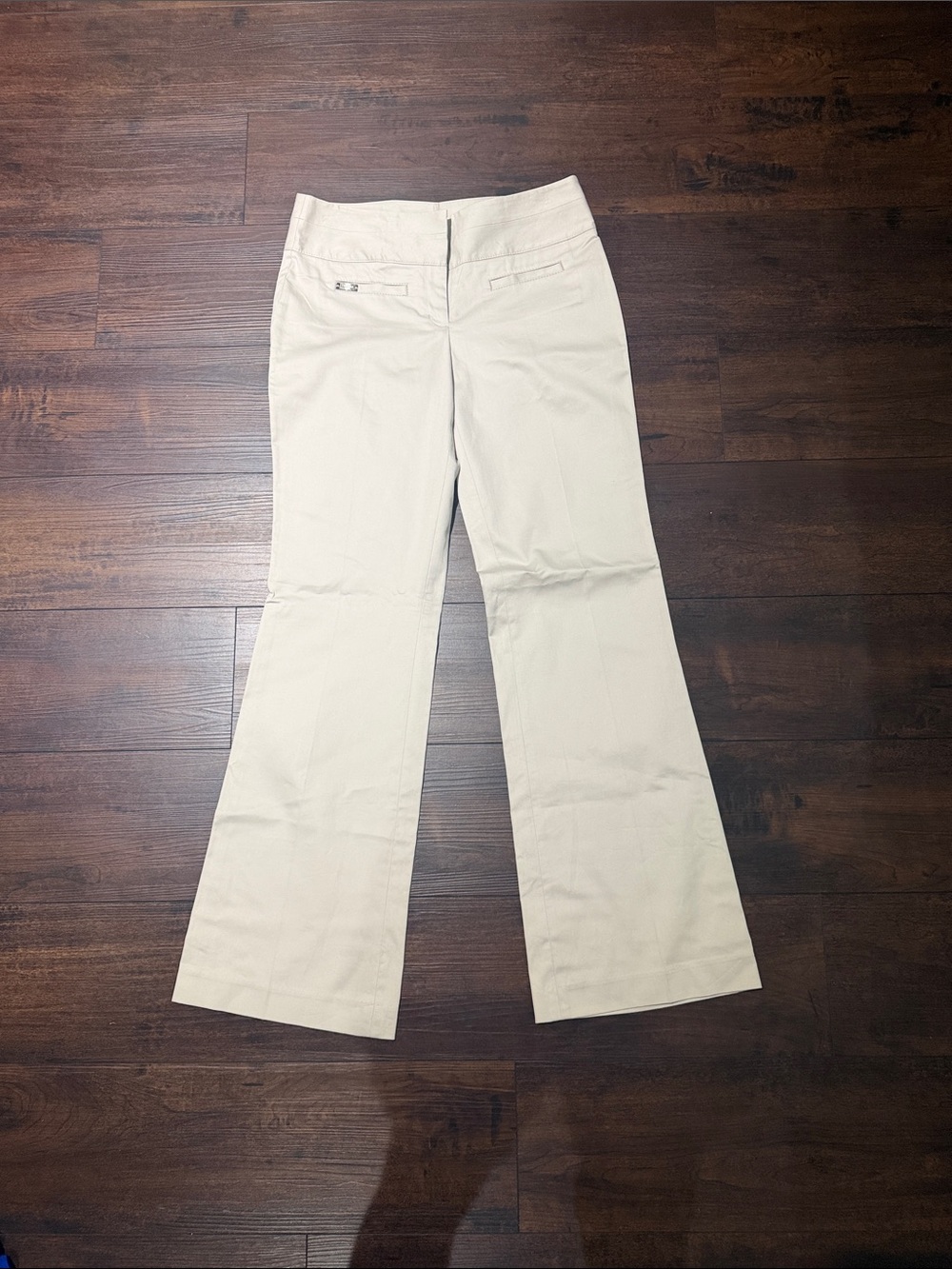 Express Cream Boot-Cut Dress Pants